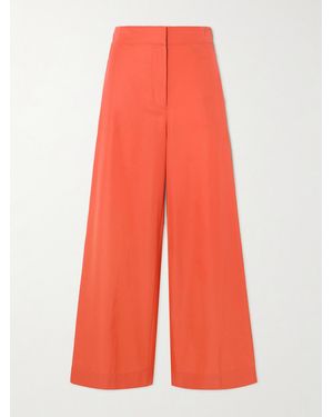 JOSEPH Thurlow Silk And Cotton-Blend Wide-Leg Trousers - Red