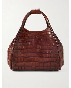 Max Mara Marine Tote Aus Leder Mit Krokodileffekt - Rot