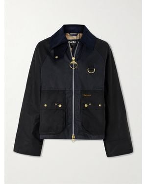 Barbour Kearton Two-Tone Corduroy-Trimmed Waxed Cotton Jacket - Black