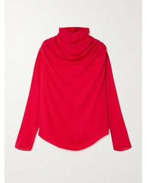 Kallmeyer Tabitha Draped Silk-Georgette Blouse - Red