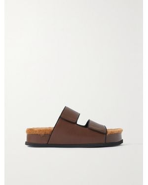 Neous Dombai Shearling-Lined Leather Slides - Brown