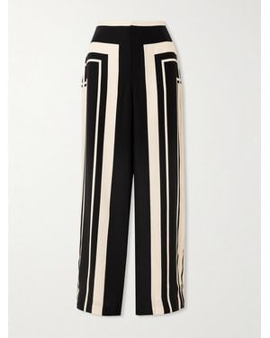 SIR. Pietra Printed Silk-Crepe Wide-Leg Trousers - Black