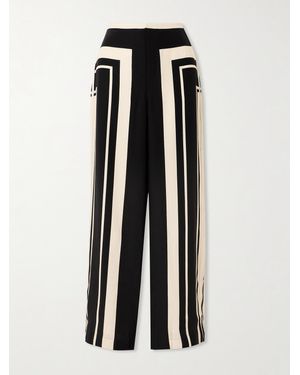 SIR. Pietra Printed Silk-Crepe Wide-Leg Trousers - Black