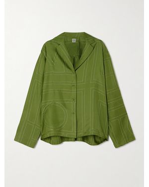 TOTEME Hemd Aus Seiden-Twill Mit Stickereien - Grün