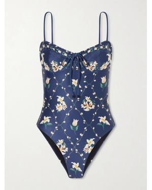 Agua Bendita Ebano Promesa Floral-Print One-Piece Swimsuit - Blue