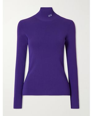 Loewe Logo-Embroidered Ribbed T-Shirt - Purple