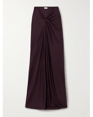 Dries Van Noten Gathered Jersey Maxi Skirt - Purple