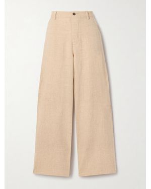 The Elder Statesman Linen, Wool, Silk And Cashmere-Blend Wide-Leg Pants - Natural