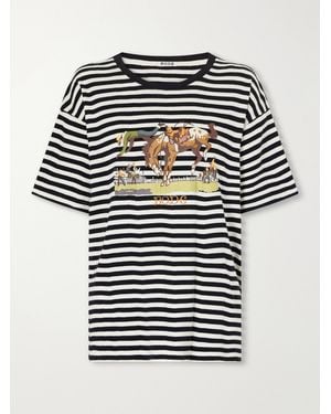 Bode Rodeo Printed Striped Cotton-Jersey T-Shirt - Black