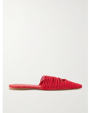 TOVE Kenly Cord-Trimmed Suede Mules - Red