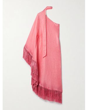 ‎Taller Marmo Arno Asymmetrische Robe Aus Einer Leinenmischung Mit Fransen - Pink