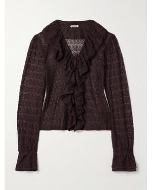 Bode Ruffled Lace Blouse - Brown