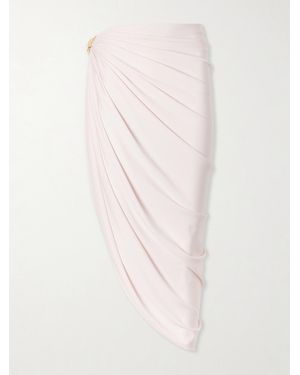 Sportmax Embellished Draped Jersey Midi Skirt - Pink