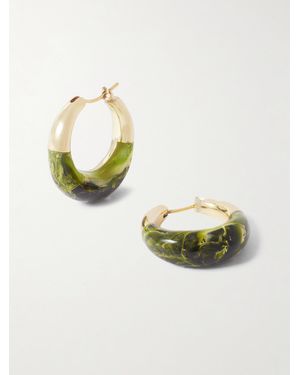 Dinosaur Designs Small-Tone And Resin Hoop Earrings - Metallic