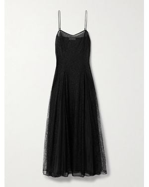 Veronica de Piante Gigi Tulle-Paneled Chantilly Lace Maxi Dress - Black