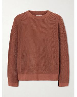 Brunello Cucinelli Metallic Open-Knit Cotton-Blend Jumper - Brown