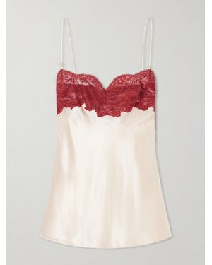 Saint Laurent Lace-Trimmed Silk-Satin Camisole - Pink