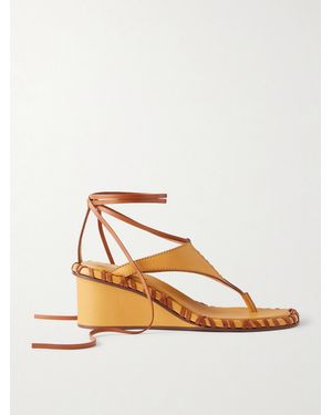 Zimmermann Alchemy Leather Wedge Thong Sandals - Metallic