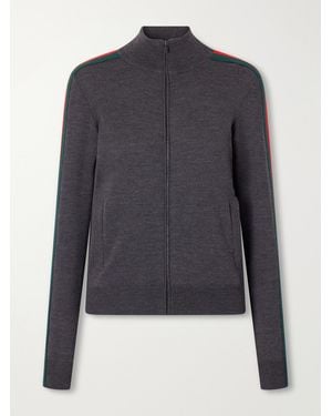 Gucci Web-Trimmed Wool Cardigan - Blue