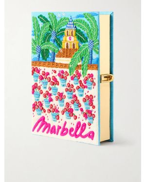 Olympia Le-Tan Marbella Appliquéd Embroidered Canvas Clutch - Pink