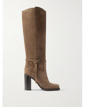 Brunello Cucinelli Kniehohe Stiefel Aus Veloursleder - Braun