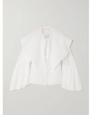 Loretta Caponi Azzurra Broderie Anglaise Cotton-Poplin Blouse - White