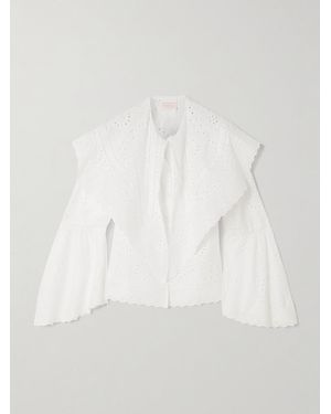 Loretta Caponi Azzurra Broderie Anglaise Cotton-Poplin Blouse - White