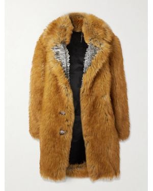 Rabanne Oversized Embellished Plush Coat - Brown