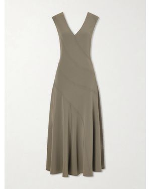 Proenza Schouler Romana Pleated Crepe Midi Dress - Natural