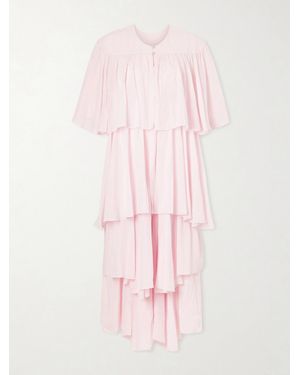 Les Vacances d'Irina Formentera Ruffled Cotton And Silk-Blend Voile Kaftan - Pink