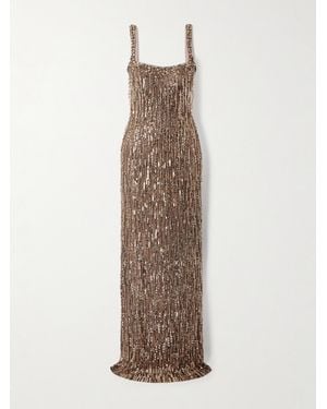 Jenny Packham Fleur Fringed Embellished Tulle Gown - Natural