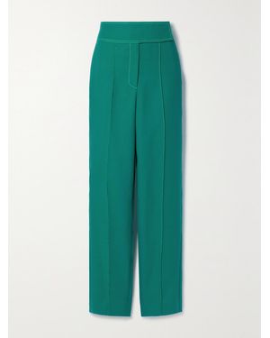 Christopher John Rogers Pleated Crepe Straight-Leg Trousers - Green