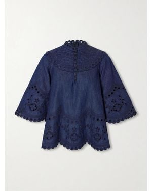 Zimmermann Mahon Broderie Anglaise Denim Shirt - Blue