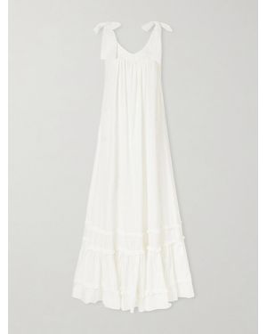 Christiano Marchelli Bella Ruffled Tiered Broderie Anglaise Cotton Maxi Dress - White