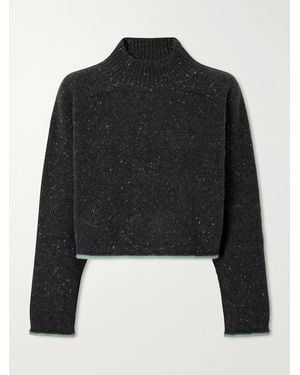 Calle Del Mar Cropped Donegal Cashmere Turtleneck Jumper - Black