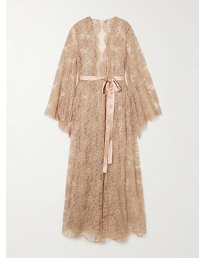 Rosamosario Classic Love Belted Satin-Trimmed Cotton-Blend Lace Robe - Natural