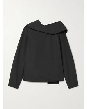 Brandon Maxwell The Quinn Draped Cotton-Poplin Blouse - Black
