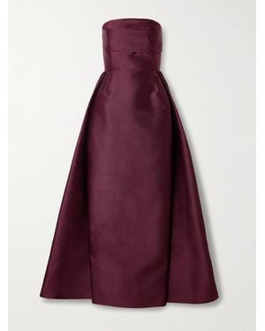 Solace London Tiffany Strapless Pleated Satin-Twill Gown - Purple