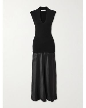 Christopher Esber Ribbed Cashmere And Silk-Satin Maxi Dress - Black