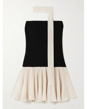 Esse Studios Illi Scarf-Detailed Strapless Stretch-Knit And Silk Crepe De Chine Mini Dress - Black