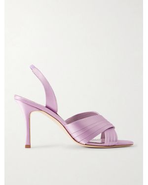 Manolo Blahnik Viera 90 Satin Slingback Sandals - Pink