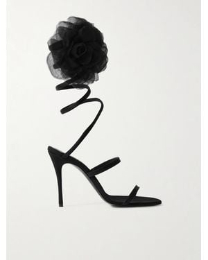 Magda Butrym Appliquéd Grosgrain Sandals - Black