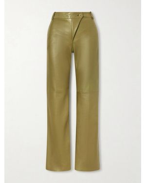 Chloé High-Rise Panelled Leather Straight-Leg Trousers - Green