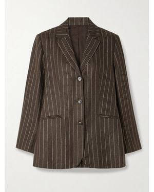 Posse Leon Pinstriped Linen-Twill Blazer - Brown