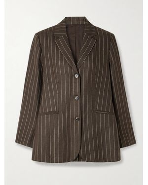 Posse Leon Pinstriped Linen-Twill Blazer - Brown