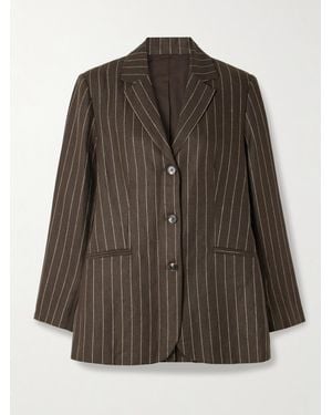 Posse Leon Pinstriped Linen-Twill Blazer - Brown