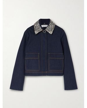 Veronica Beard Barrington Crystal-Embellished Denim Jacket - Blue