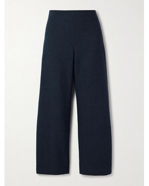 Oscar de la Renta Cotton-Blend Bouclé-Tweed Straight-Leg Trousers - Blue