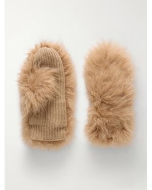 Yves Salomon Shearling Wool And Cashmere-Blend Gloves - Natural