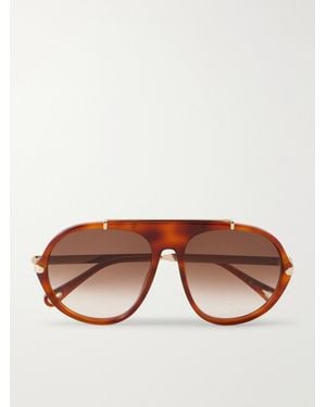 Chloé Aly Aviator-Frame Acetate Sunglasses - Brown